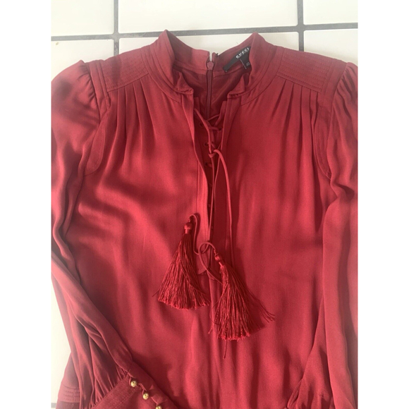 Gucci Burgundy Red Silk And Velvet Dress, EU 40, US 8 - Picture 3 of 16